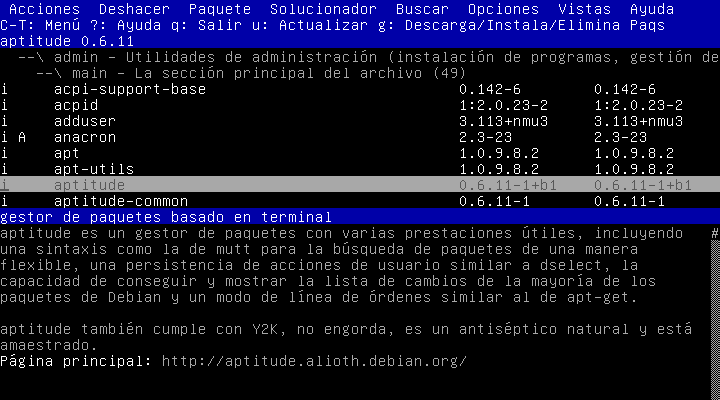 El gestor de paquetes aptitude