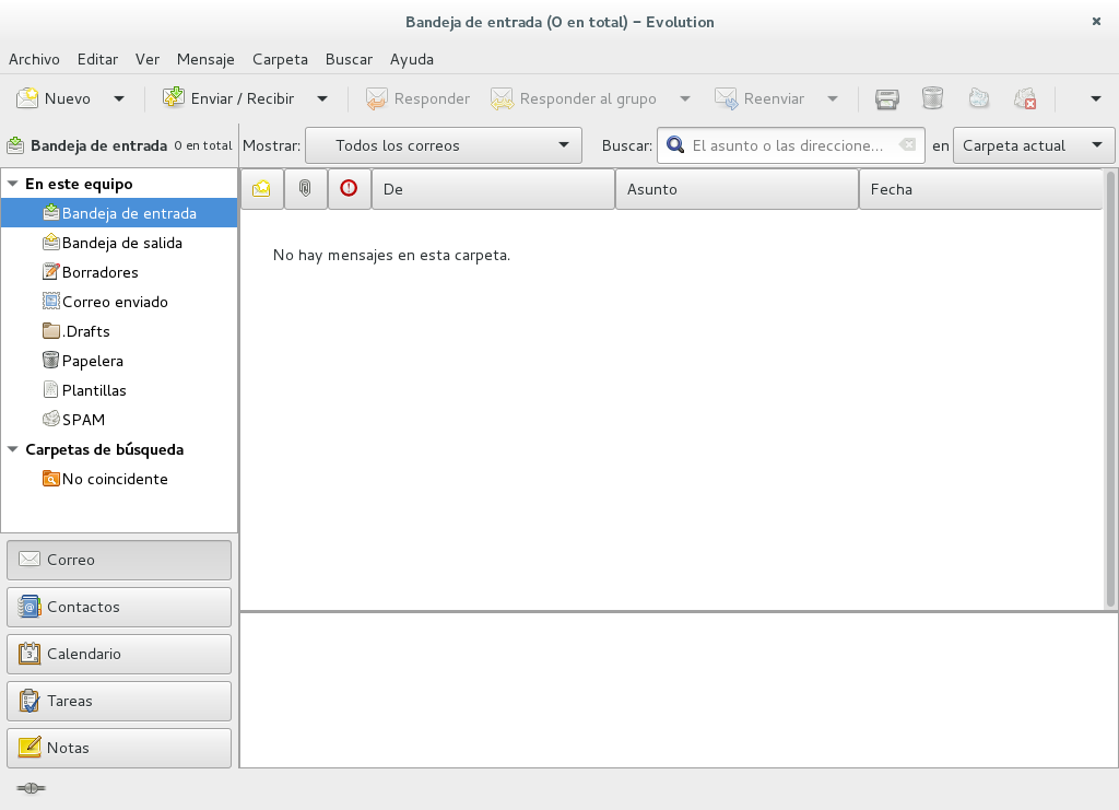 El software de correo Evolution