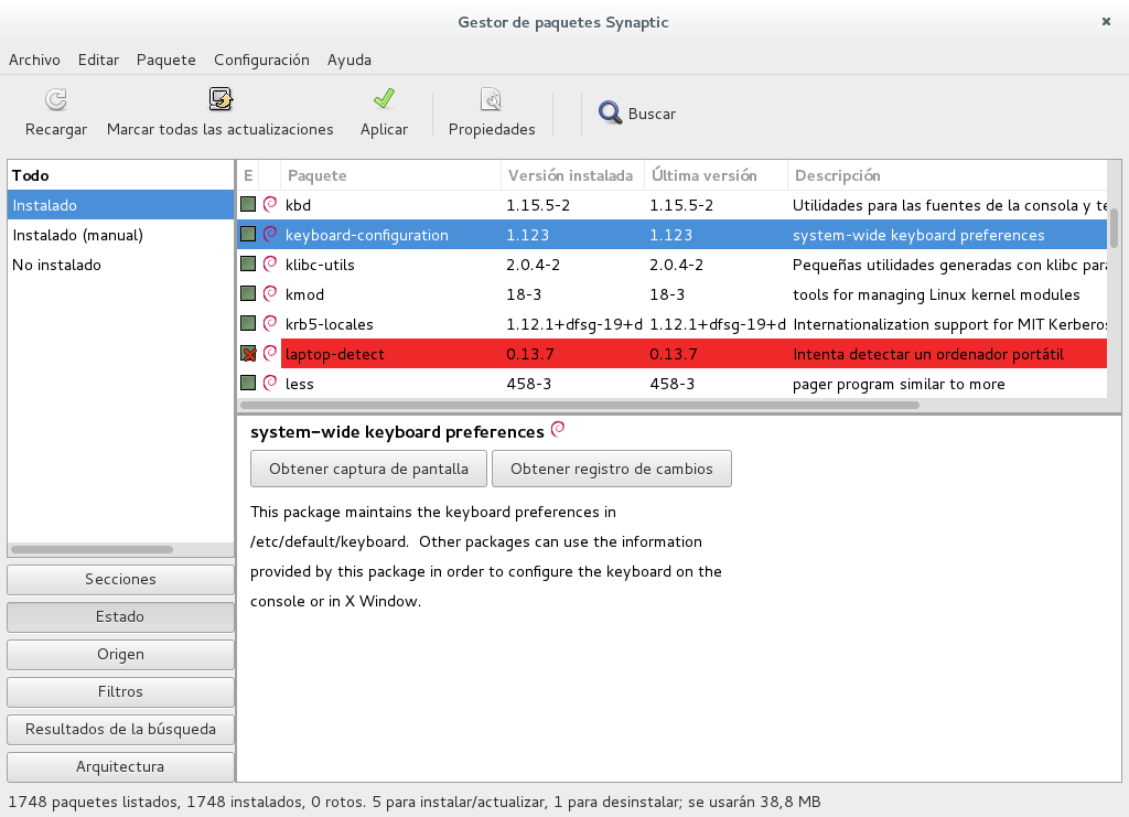 gestor de paquetes synaptic
