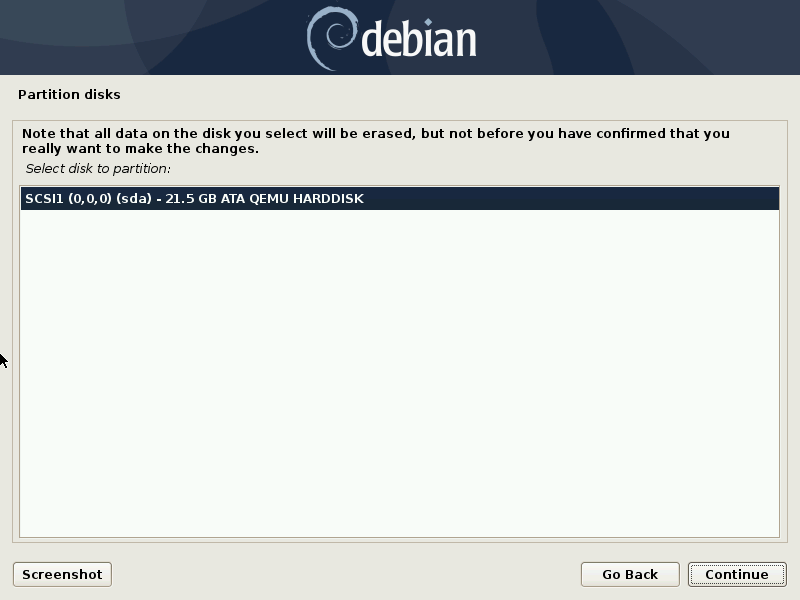 Disk yang digunakan untuk pemartisian terpandu